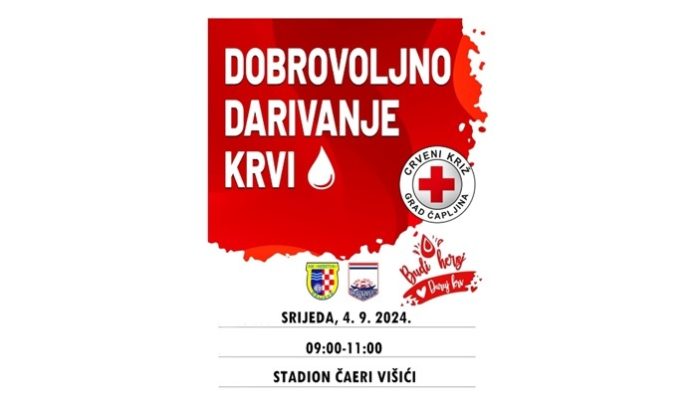 U Srijedu 4 Rujna Dragovoljno Darivanje Krvi Odrzat Ce Se