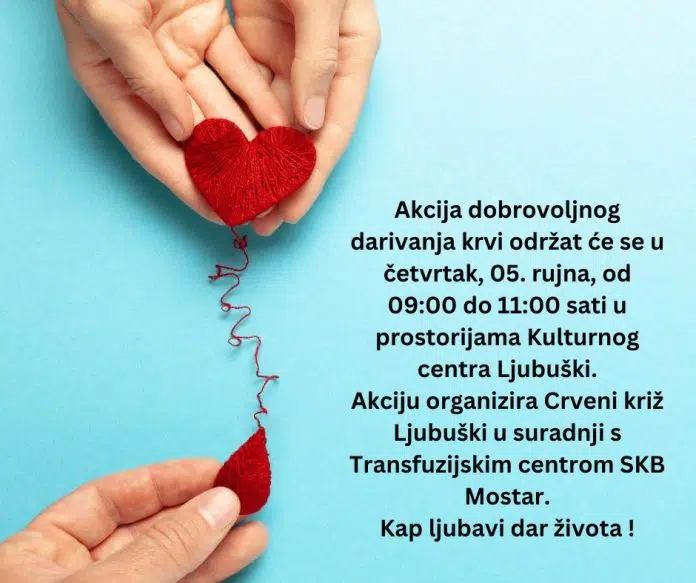 Najava Akcija Darivanja Krvi Za Pucanstvo U Cetvrtak