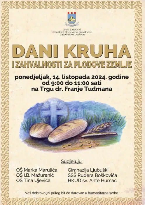 Najava: Najava Dani Kruha I Zahvalnosti Za Plodove Zemlje