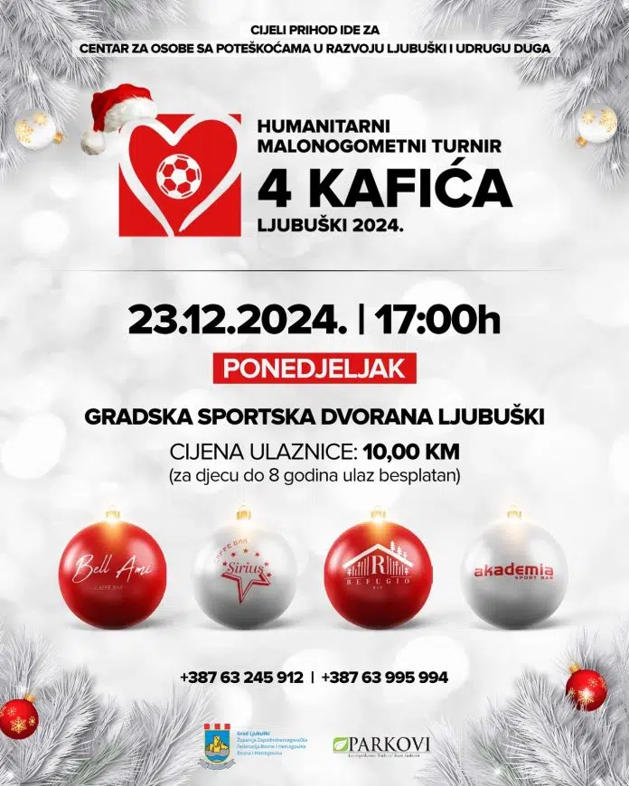 2.Humanitarni malonogometni turnir “4 kafića Ljubuški 2024.” u ponedjeljak!
