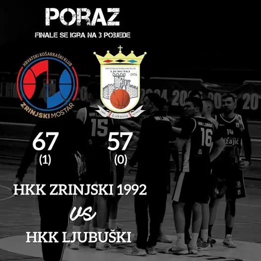 Poraz košarkaša Ljubuškog od Zrinjskog 1992 u prvoj finalnoj utakmici