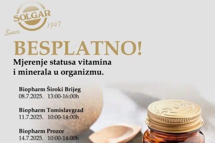 Besplatno mjerenje i popusti na Solgar u Biopharm ljekarnama!
