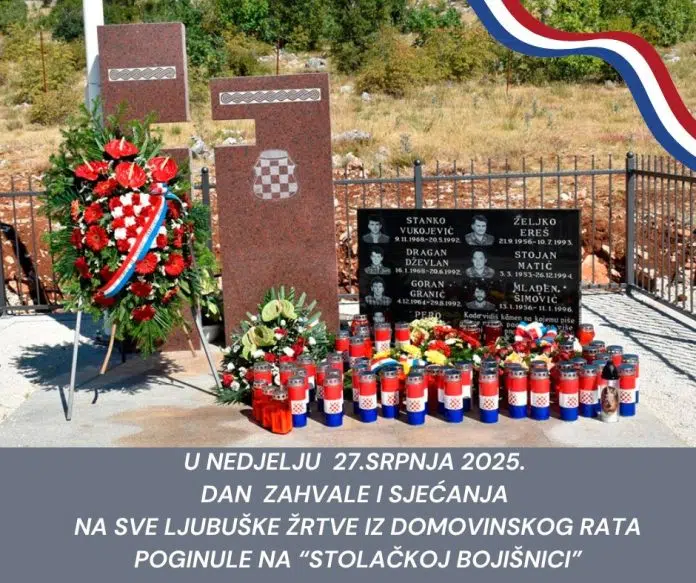 U nedjelju Dan zahvale i sjećanja na ljubuške žrtve poginule