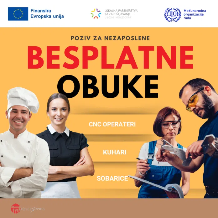 Besplatne obuke za zanimanja kuhar/ica, sobar/ica i CNC operater