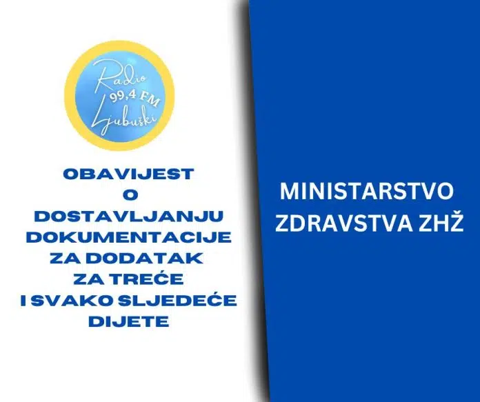 Obavijest o dostavljanju dokumentacije za dodatak za treće i svako