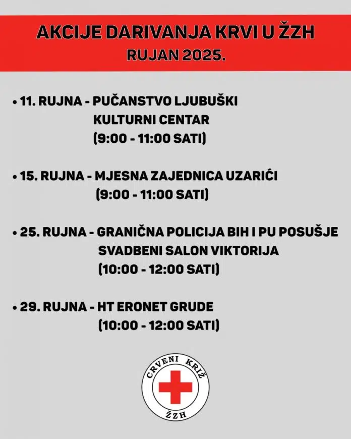 Rujanske akcije darivanja krvi u Ljubuškom, Širokom Brijegu, Posušju i