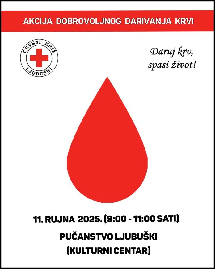 Sutra akcija darivanja krvi za pučanstvo Ljubuškog