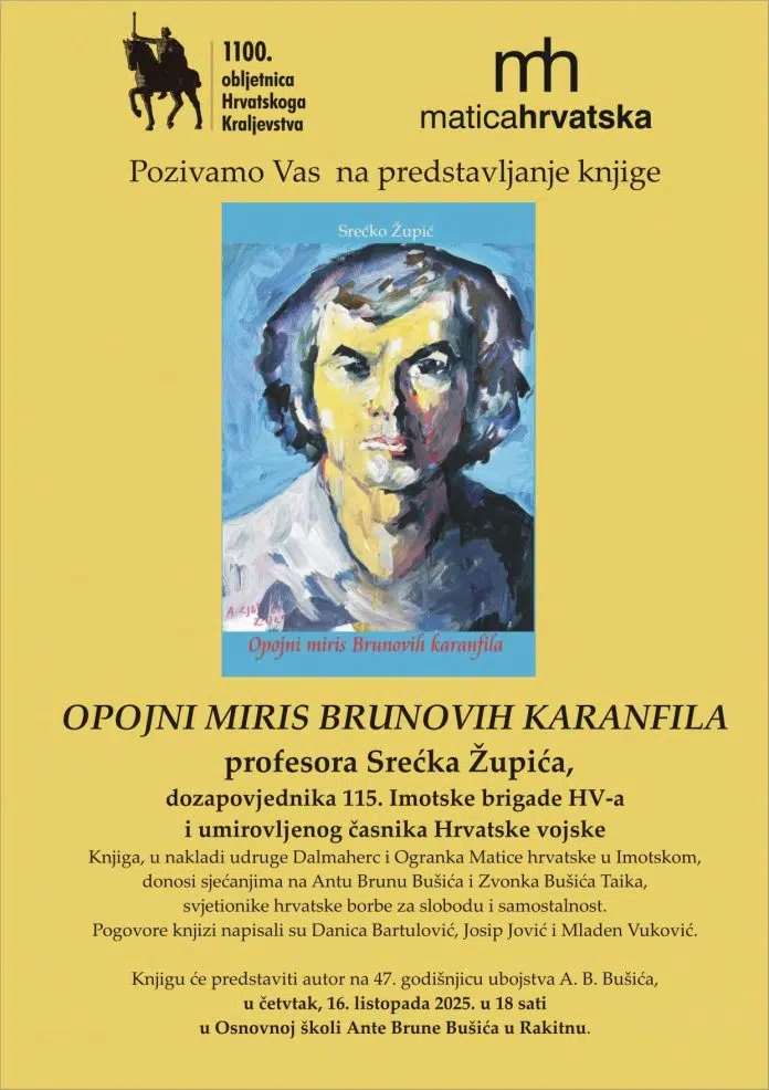 Predstavljanje knjige „Opojni miris Brunovih karanfila“ profesora Srećka Župića u