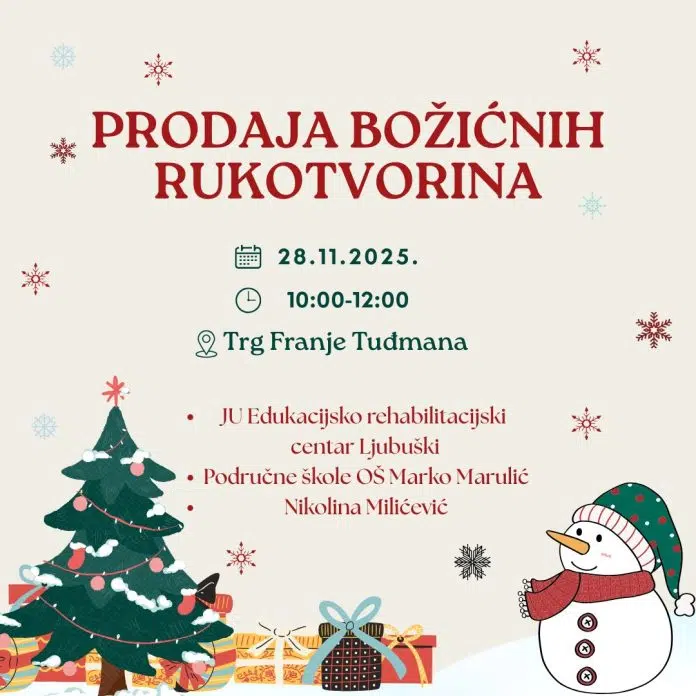 Ljubuški: Prodaja božićnih rukotvorina u petak
