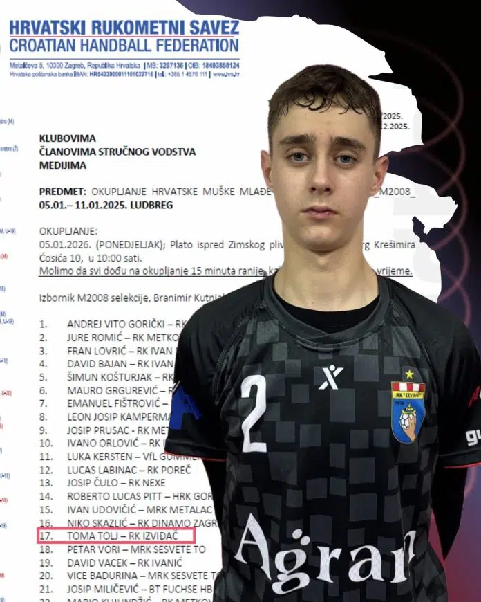 Toma Tolj član RK Izviđač Agram dobio poziv za juniorsku