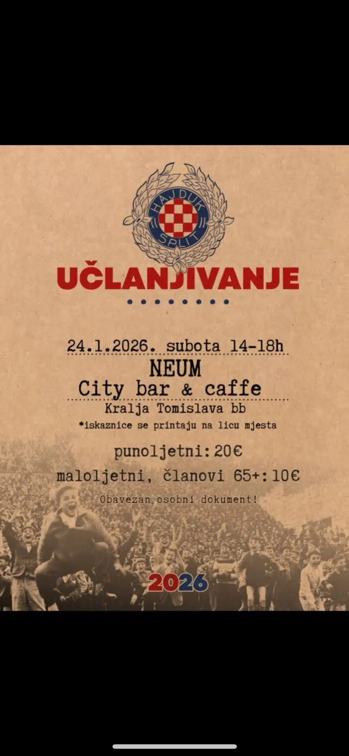 Postani i ti dio Hajdukove obitelji: Poziv za učlanjenje u