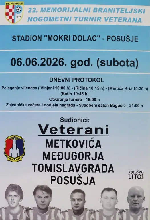 Posušje sprema 22. Memorijalni braniteljski turnir veterana — subota na