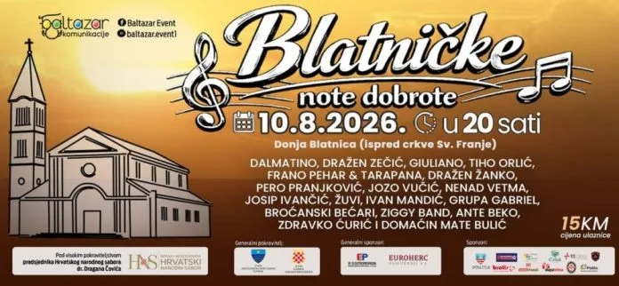 Humanitarno-glazbeni spektakl: Velika glazbena imena stižu na „Blatničke note dobrote“